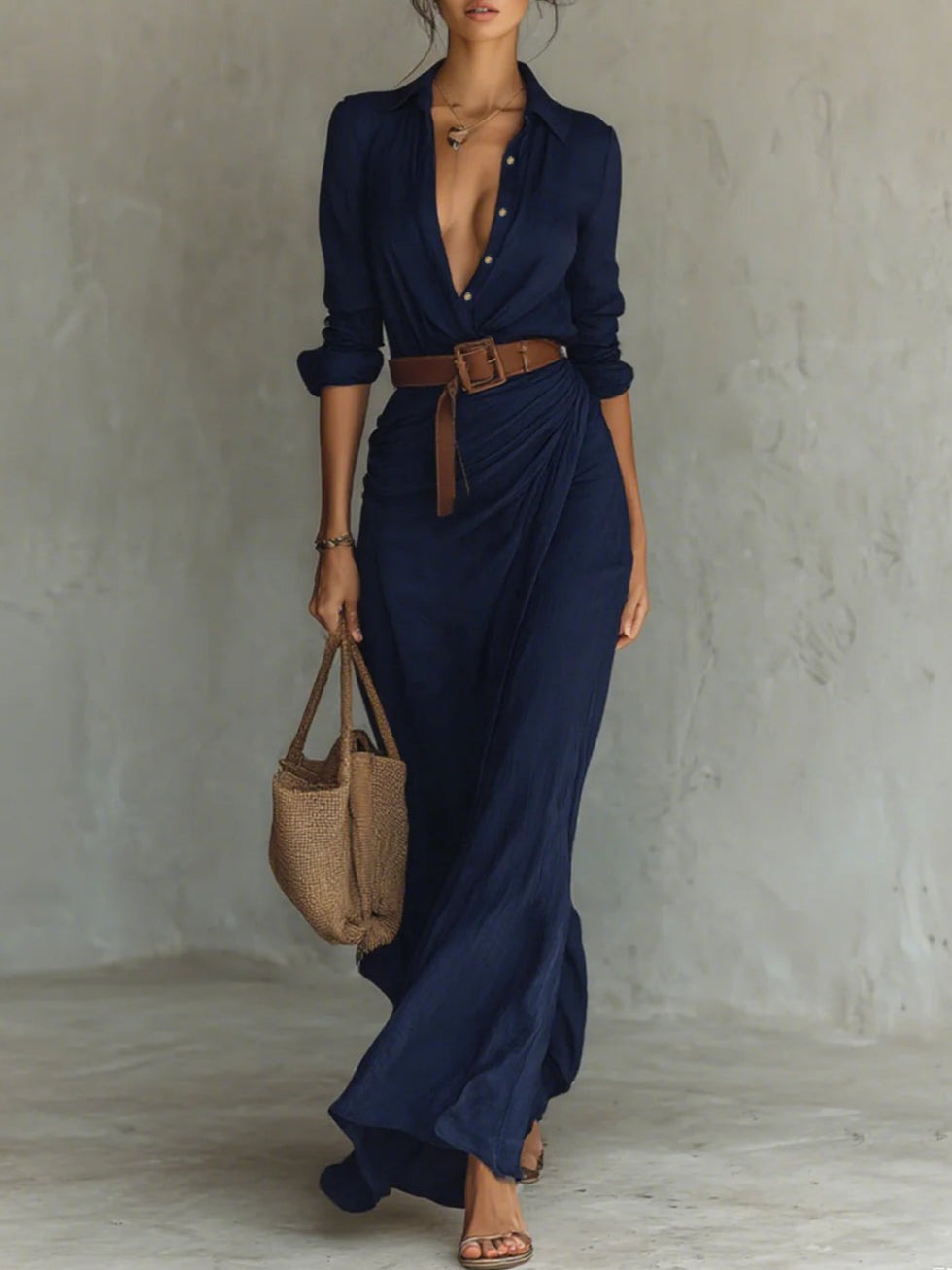 LUISA - VESTIDO LARGO CON BOTONES