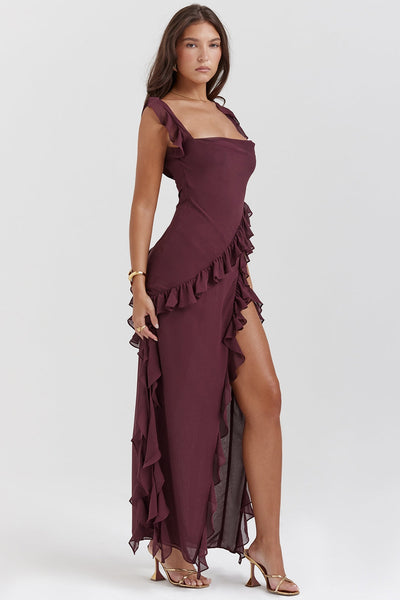 DALILA - VESTIDO LARGO CON VOLANTES