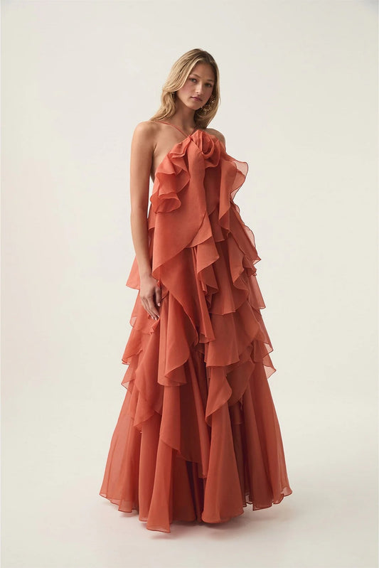 Leona - Vestido largo con volantes