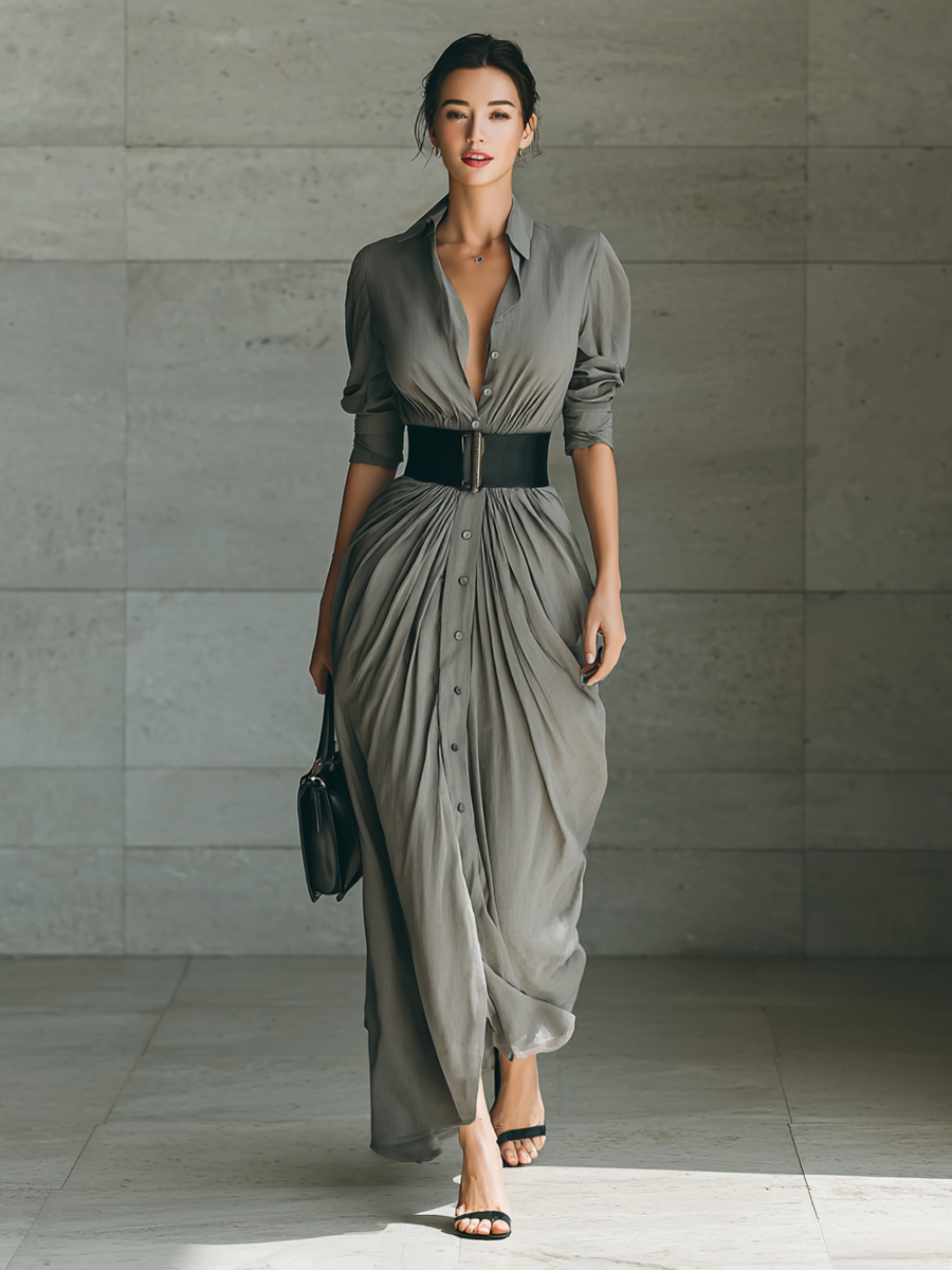 SUSANA | VESTIDO LARGO CON BOTONES