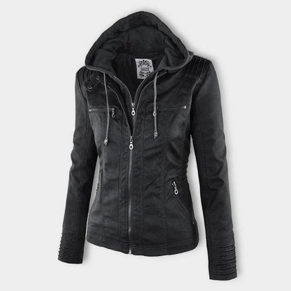 JIMENA - CHAQUETA DE PIEL CON CAPUCHA