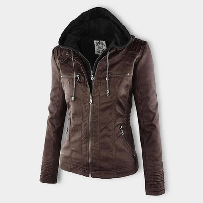JIMENA - CHAQUETA DE PIEL CON CAPUCHA