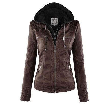 JIMENA - CHAQUETA DE PIEL CON CAPUCHA