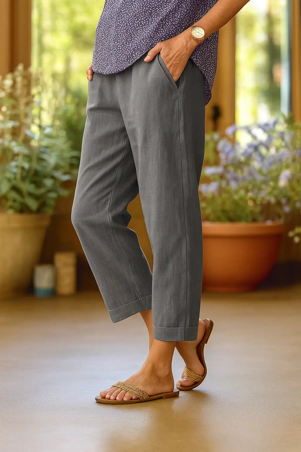 SARA - PANTALÓN ANCHO DE LINO