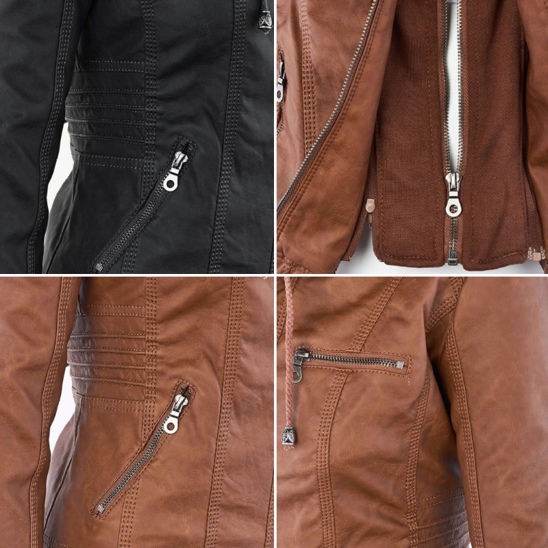 JIMENA - CHAQUETA DE PIEL CON CAPUCHA