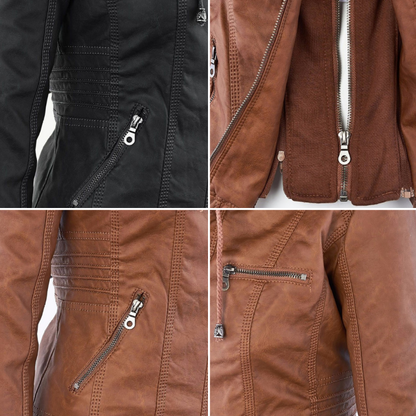 JIMENA - CHAQUETA DE PIEL CON CAPUCHA