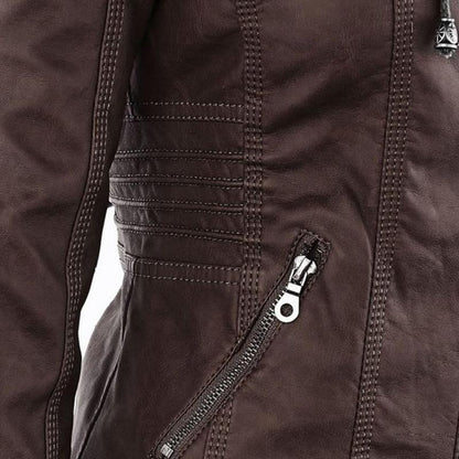 JIMENA - CHAQUETA DE PIEL CON CAPUCHA