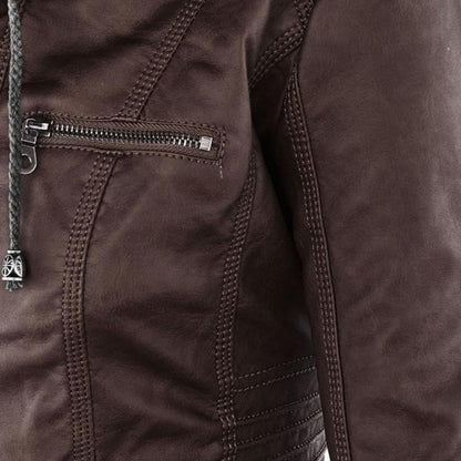 JIMENA - CHAQUETA DE PIEL CON CAPUCHA