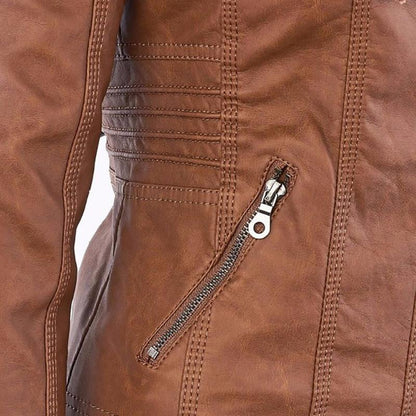 JIMENA - CHAQUETA DE PIEL CON CAPUCHA