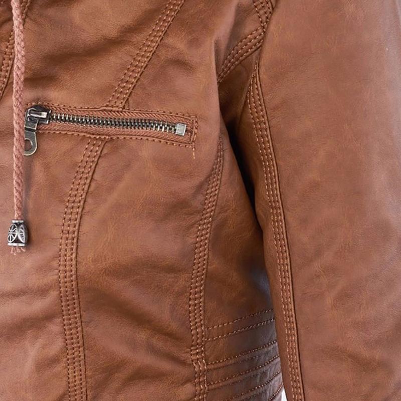 JIMENA - CHAQUETA DE PIEL CON CAPUCHA
