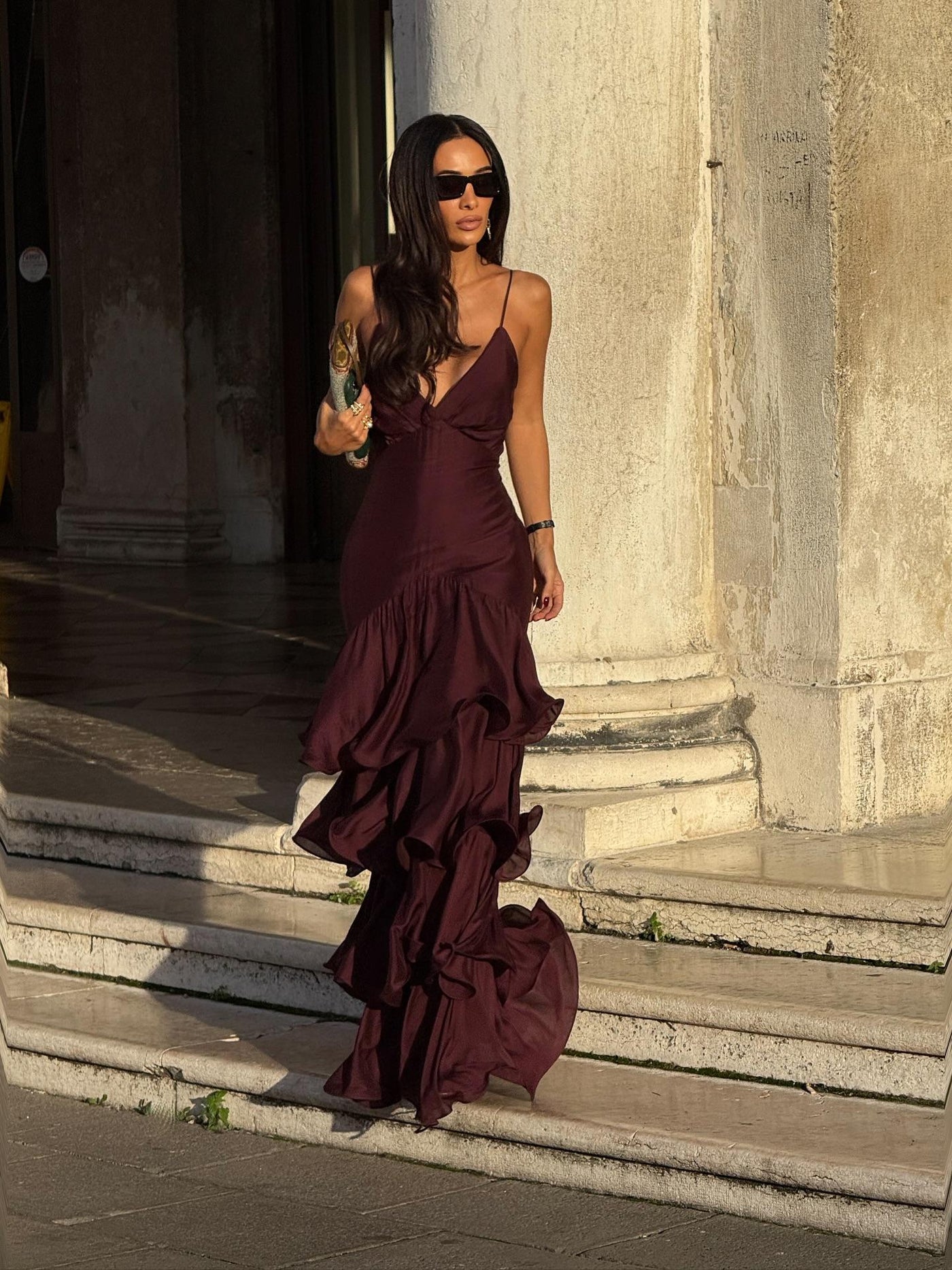 ALISA - VESTIDO LARGO CON VOLANTES