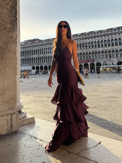 ALISA - VESTIDO LARGO CON VOLANTES