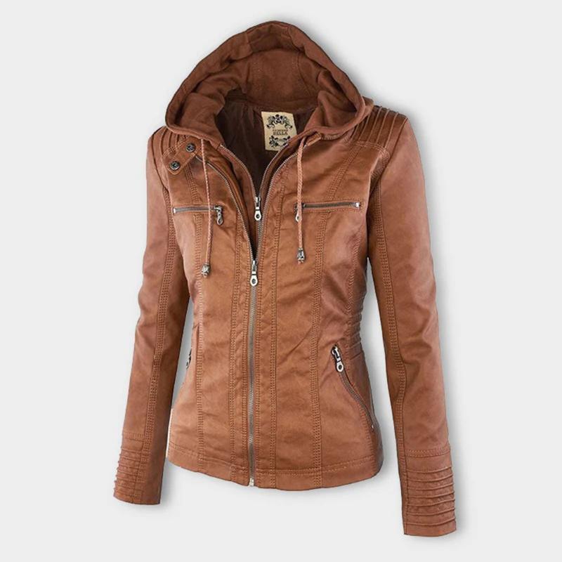 JIMENA - CHAQUETA DE PIEL CON CAPUCHA