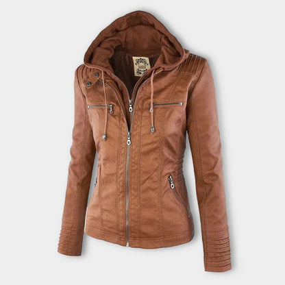 JIMENA - CHAQUETA DE PIEL CON CAPUCHA