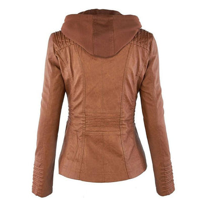 JIMENA - CHAQUETA DE PIEL CON CAPUCHA