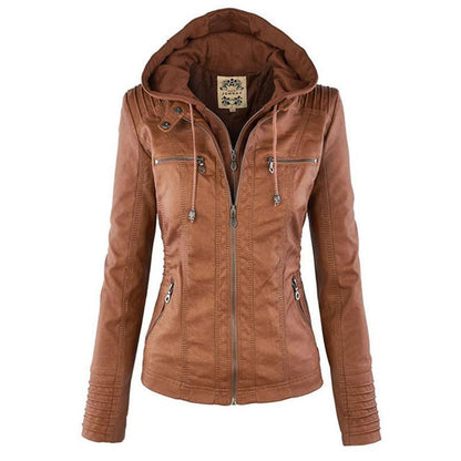 JIMENA - CHAQUETA DE PIEL CON CAPUCHA