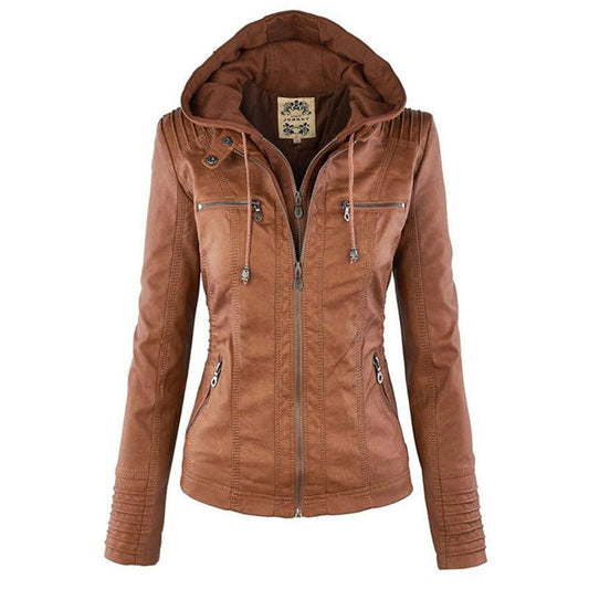JIMENA - CHAQUETA DE PIEL CON CAPUCHA