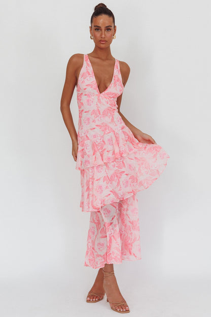 AURA - VESTIDO DE GASA CON VOLANTES