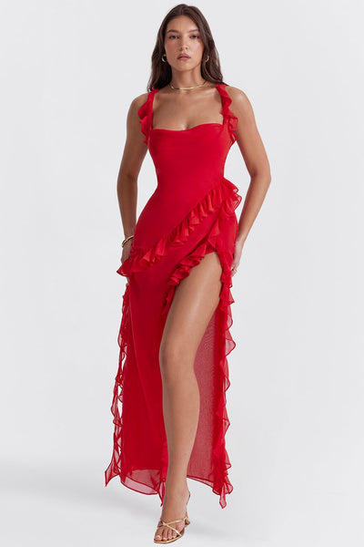 DALILA - VESTIDO LARGO CON VOLANTES