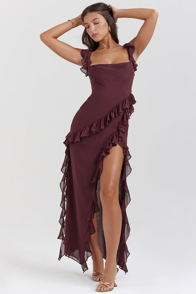 DALILA - VESTIDO LARGO CON VOLANTES