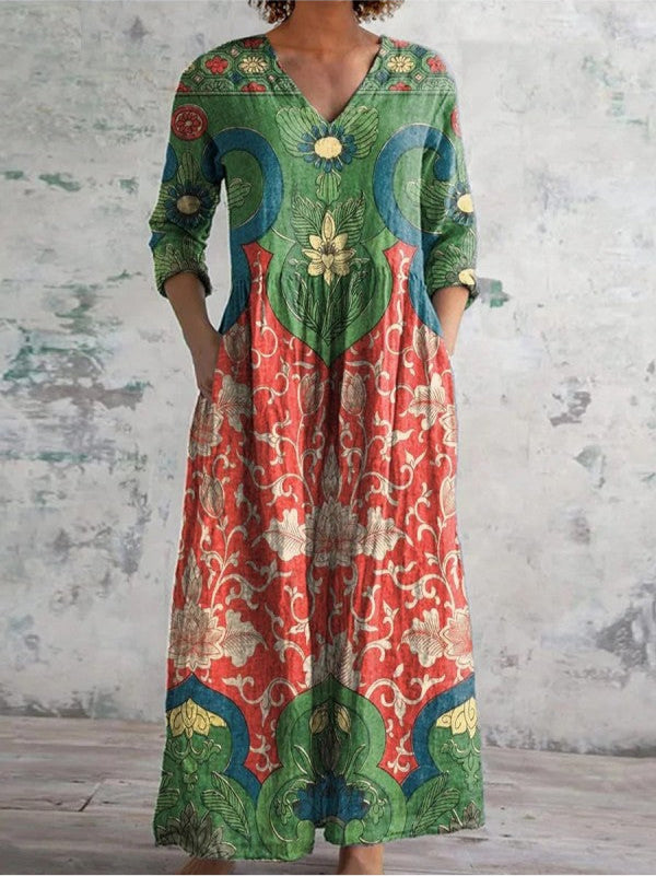 NATURA - VESTIDO LARGO ESTAMPADO