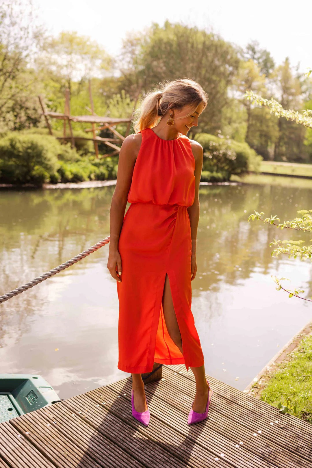 Laura - Vestido midi de satén