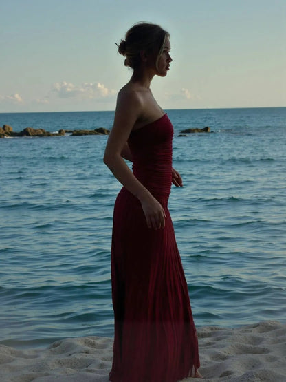 SONIA - VESTIDO LARGO PLISADO