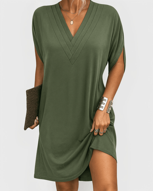 ROSA - VESTIDO MIDI CON ESCOTE EN V